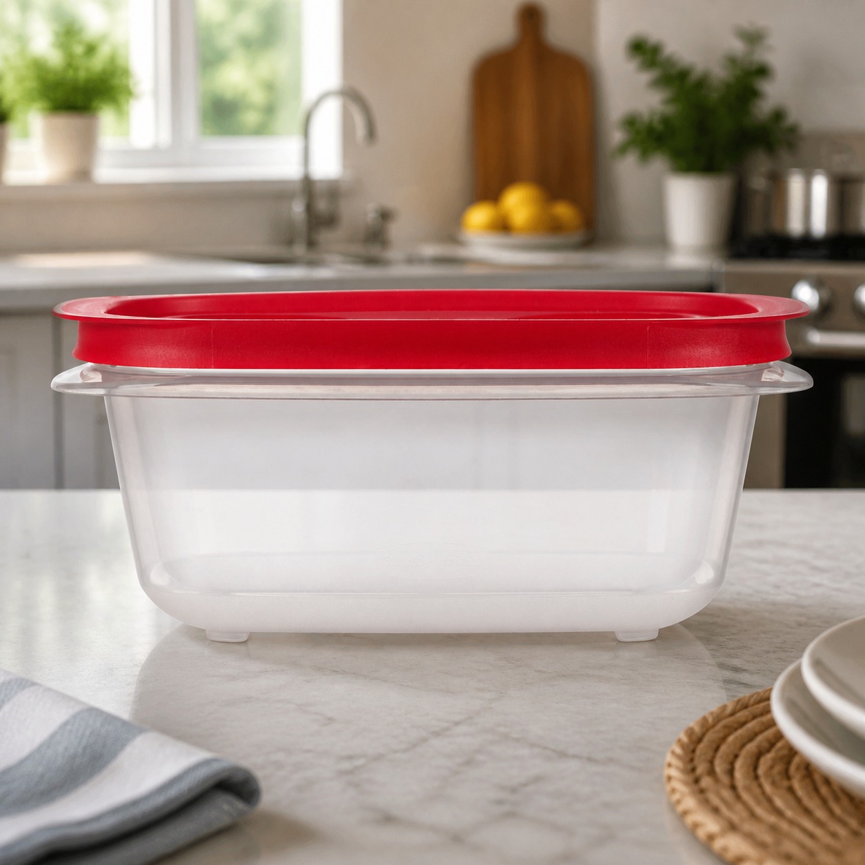 Meal Prep Container - Red Rectangular Food Storage Container With