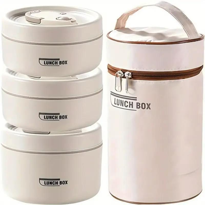 Meal Prep For Office - Portable 3-Piece Stainless Steel Lunch Box
