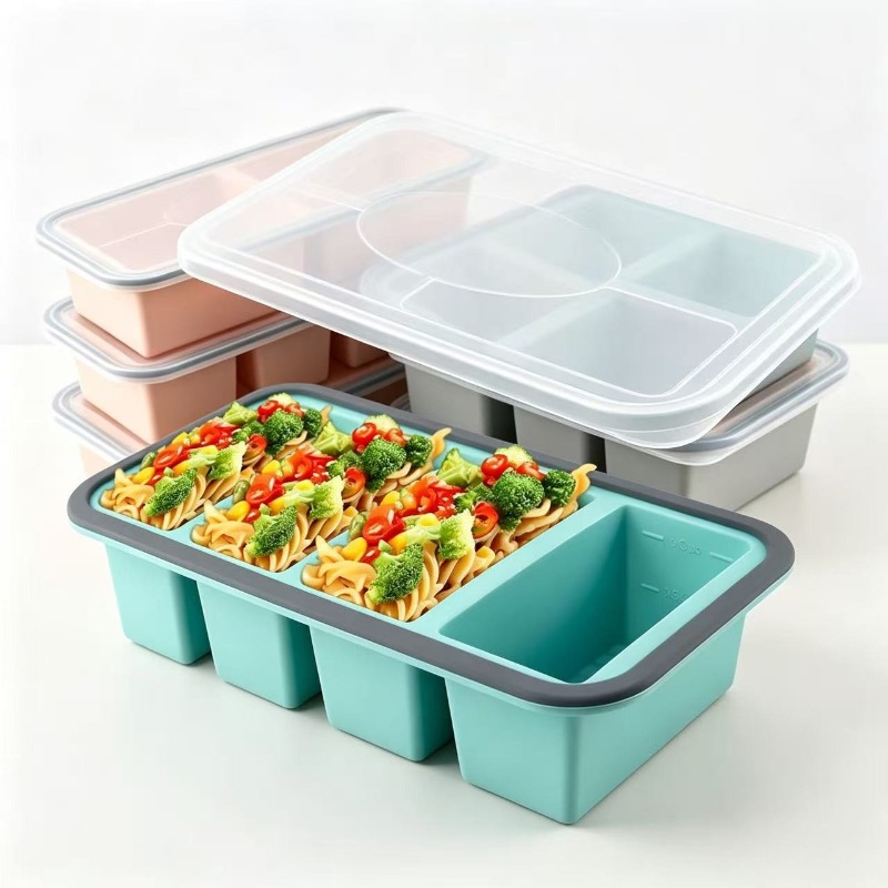 Meal Prep Container - Silicone Freezer Molds with Lid，Soup Ice