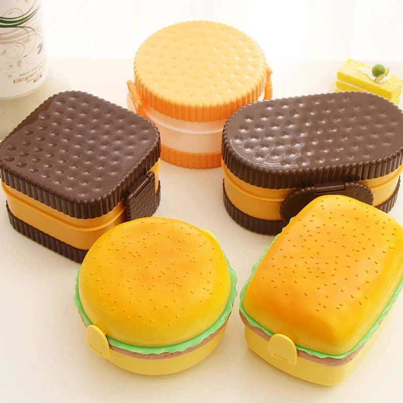 Meal Prep Tupperware - Hamburger Lunch Box Double Tier Cute