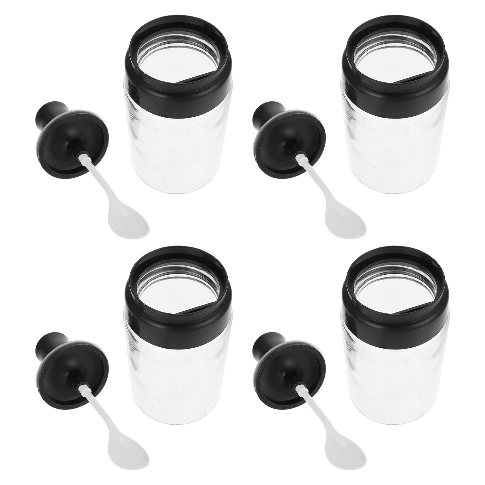 Meal Prep Jar - 4Pcs Glass Spice Jar with Spoon