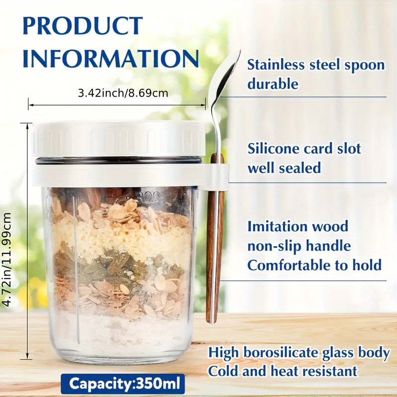 1pc/2pcs Glass Oatmeal Cup, Ov - огляд і ціна Meal Prep Jar