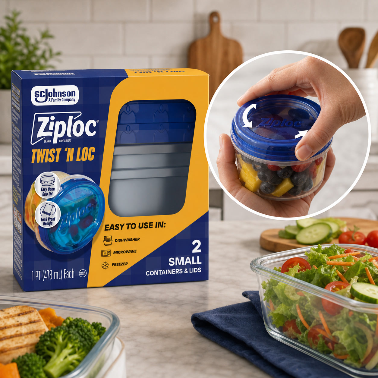 2ct Small Twist Lock Food Stor - огляд і ціна Meal Prep Container