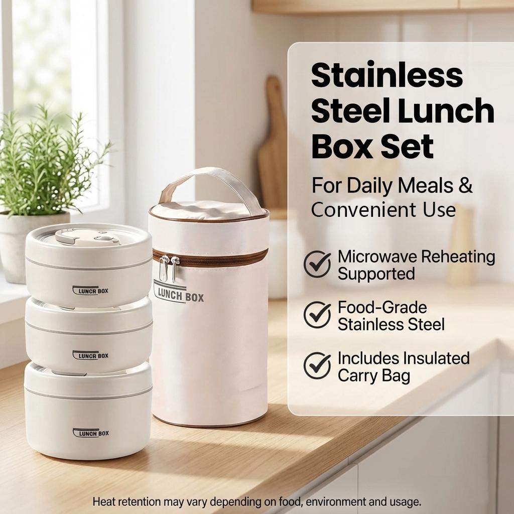 Portable 3-Piece Stainless Ste - огляд і ціна Meal Prep For Office