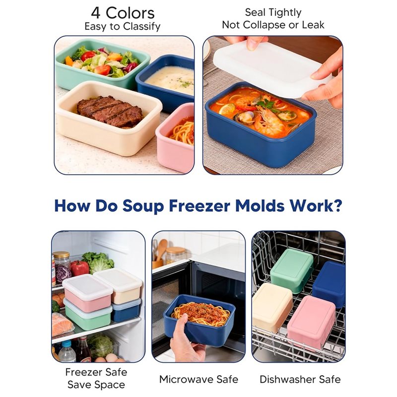 AB33-4-Pack Silicone Freezer M - огляд і ціна Meal Prep Container