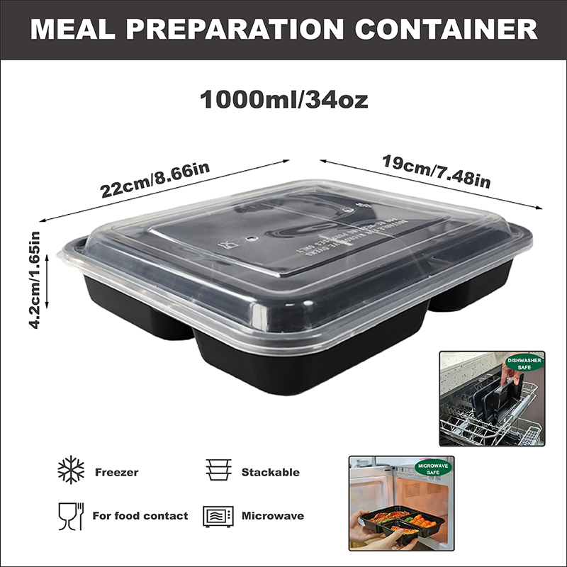 3-Compartment 34 Oz/1000 Ml, 1 - огляд і ціна Meal Prep For Office